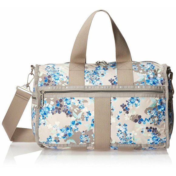 LeSportsac Women's Essential Weekender Duffle Bag in Flower Cluster Khaki - Picture 1 of 6